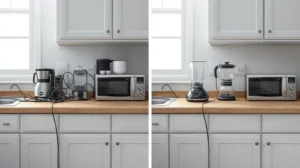 Kitchen appliances causing circuit overload versus properly distributed electrical load
